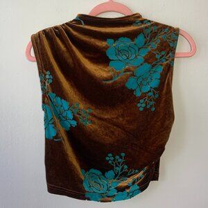 NWT Akira Crushed Velvet Floral Asymmetrical Top